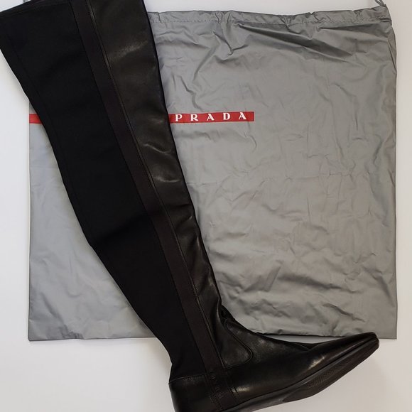 Prada Leather Over the Knee Boots - US Size 7M - Picture 1 of 9